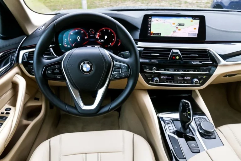 Interior of the luxury motor car BMW 520d (G30).