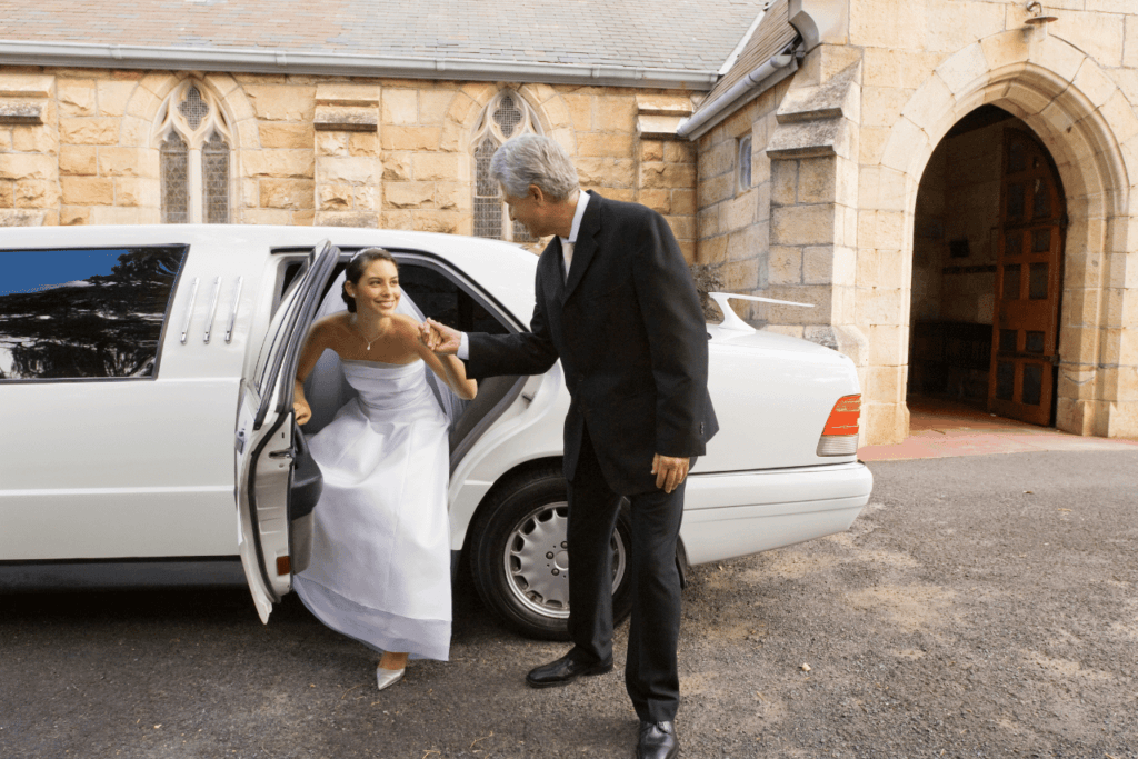 wedding with a limo