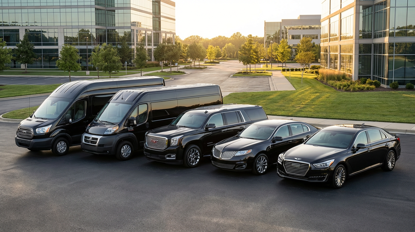 Fleet of luxury executive vehicles from Imperial Limo Worldwide, including sedans and SUVs.